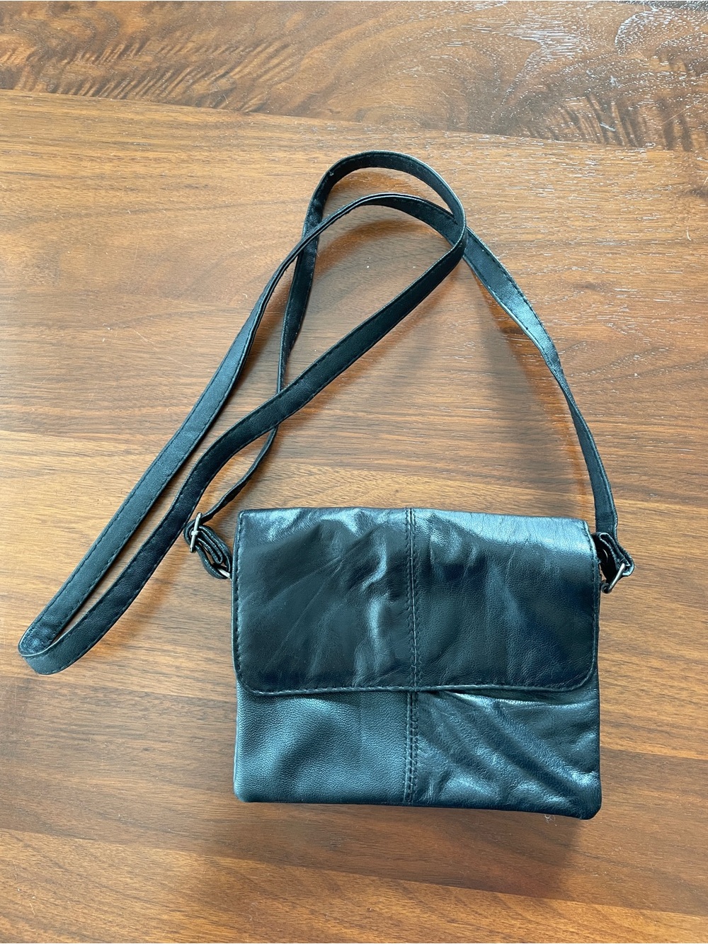 Vintage Black Leather Crossbody